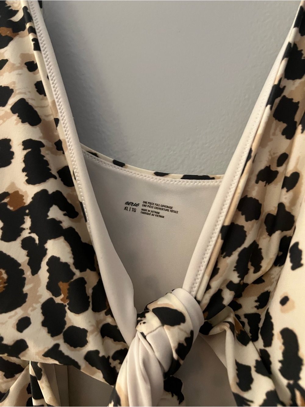 aerie Leopard-Print One-Piece Swimsuit in Cream, Brown, Black - Picture 6 of 6